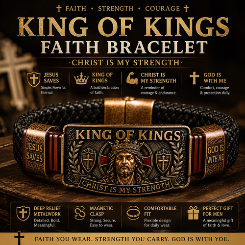 ✝️ King of Kings Faith Bracelet – Adjustable Christian Wristband Gift