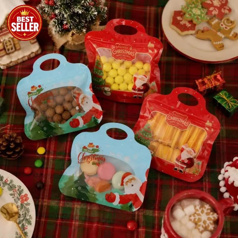 🎄Christmas Self-Sealing Treat Bags – Cute Gift Bags for Cookies & Candy