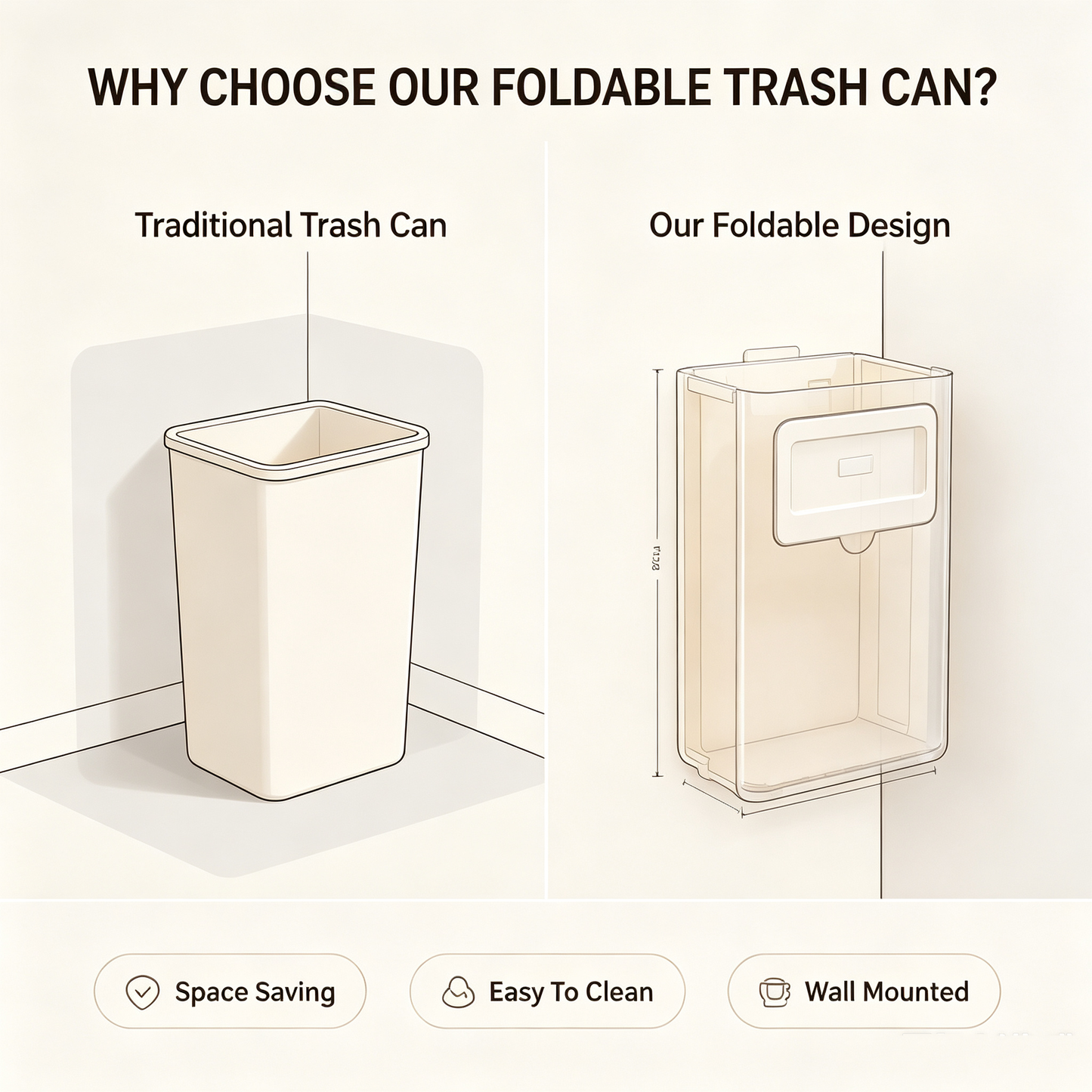 Kitchen folding trash can wall hanging large caliber leftovers bin transparent thickened folding trash can