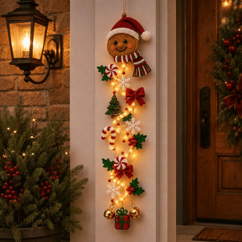 ⏳ – 🎄MerryCascade™ Glowing Christmas Door Hanger | 6 Festive Lighted Designs with Warm Glow, Dimensional Details & Space-Saving Vertical Décor ✨