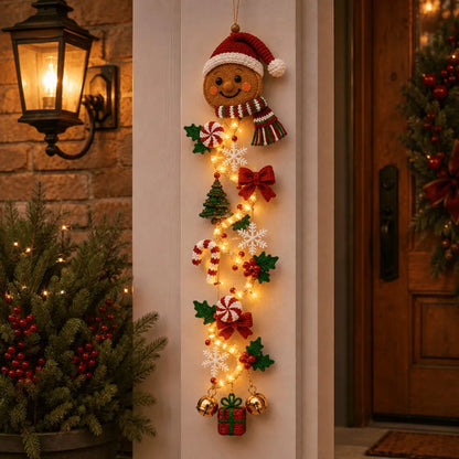 ⏳ – 🎄MerryCascade™ Glowing Christmas Door Hanger | 6 Festive Lighted Designs with Warm Glow, Dimensional Details & Space-Saving Vertical Décor ✨