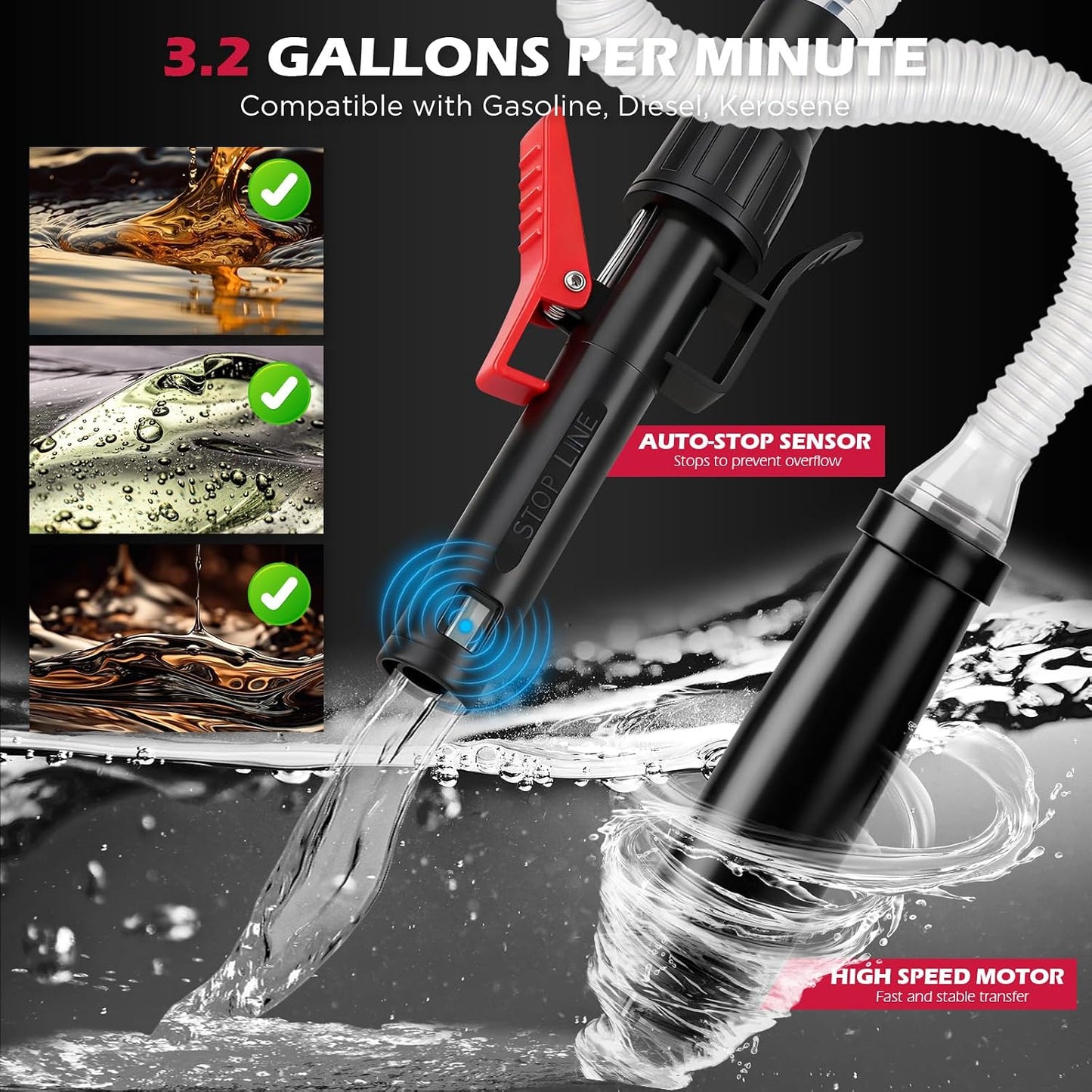 Portable Automatic Fuel Transfer Pump with Auto-Stop