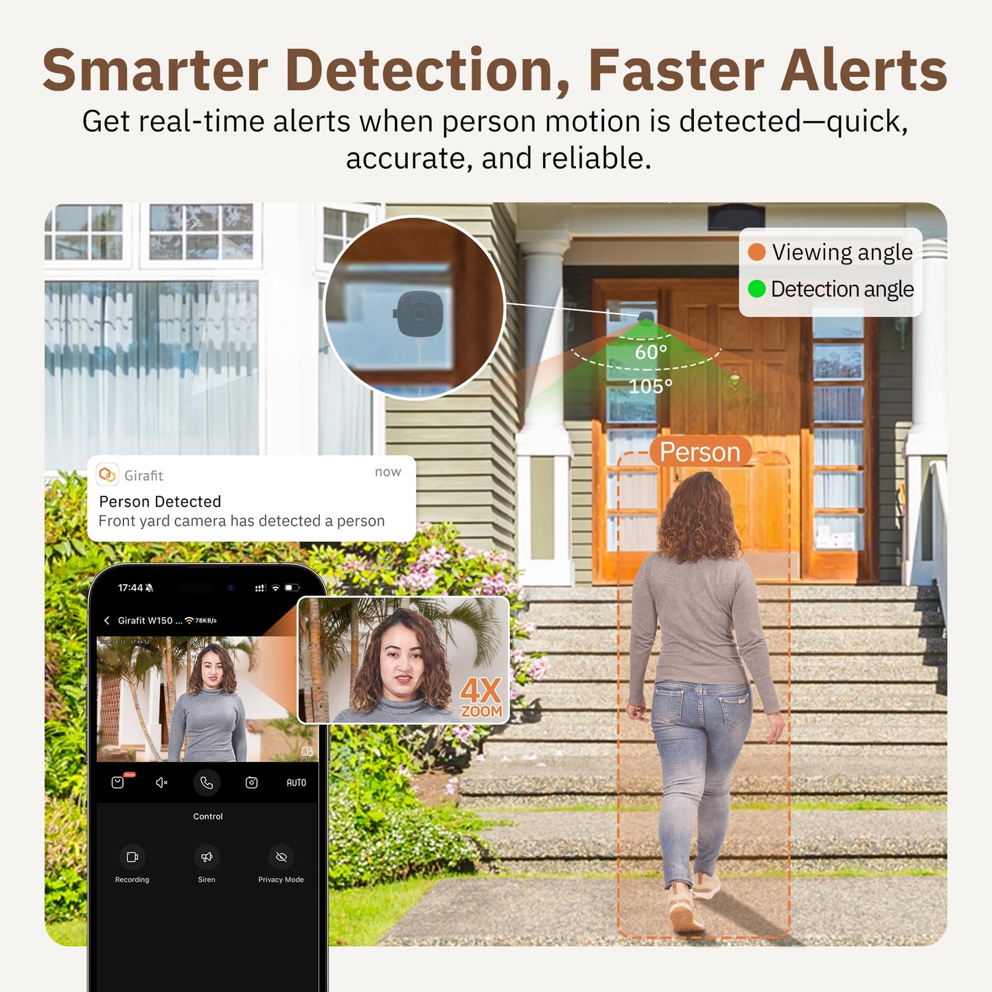 4K Indoor WiFi Security Camera with AI Detection & Color Night Vision
