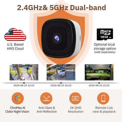 4K Indoor WiFi Security Camera with AI Detection & Color Night Vision