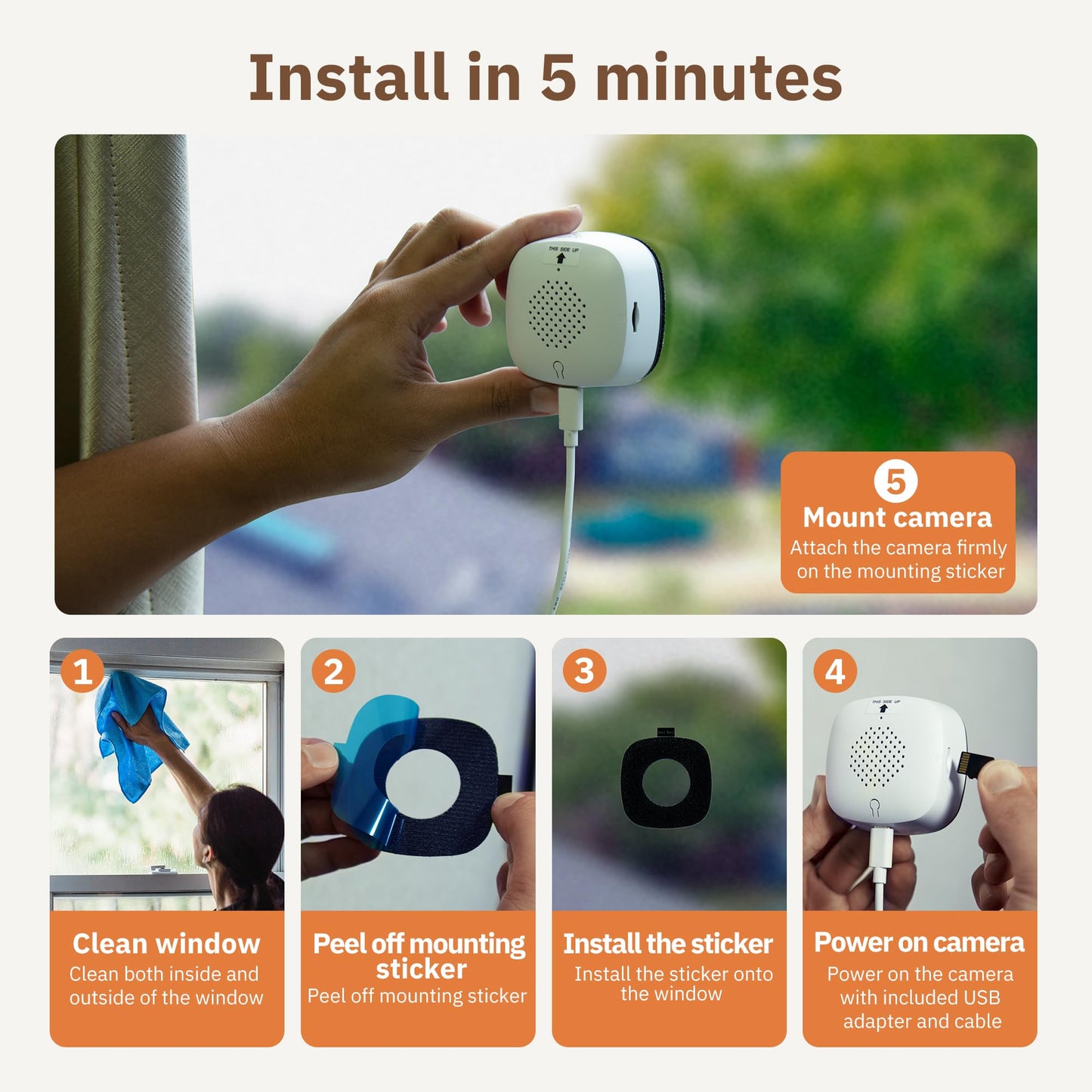4K Indoor WiFi Security Camera with AI Detection & Color Night Vision
