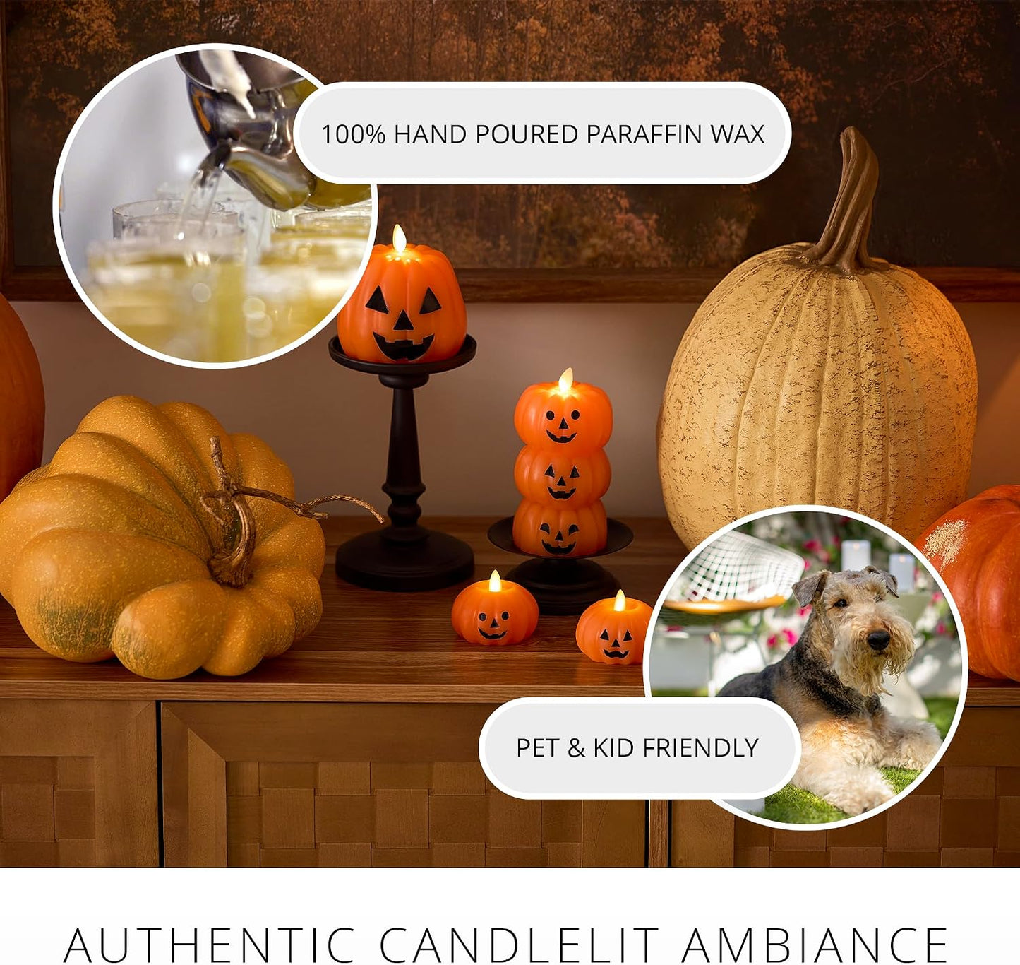🎃🕯️ STACKED JACK-O'-LANTERNS FLAMELESS LED CANDLE