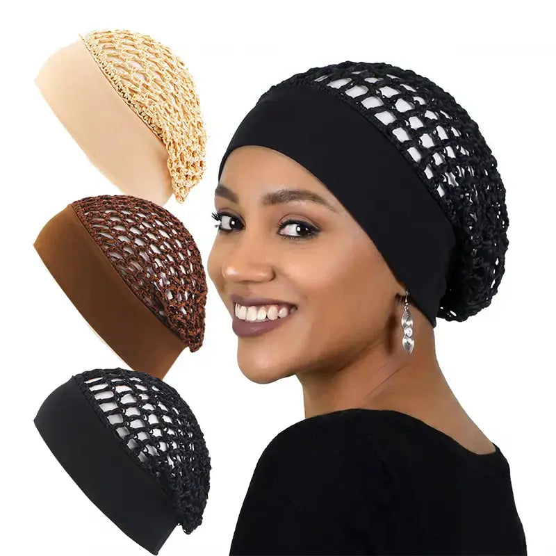 Humwam 3-Piece Stretchy Wide-Edge Sleeping Cap Set💫