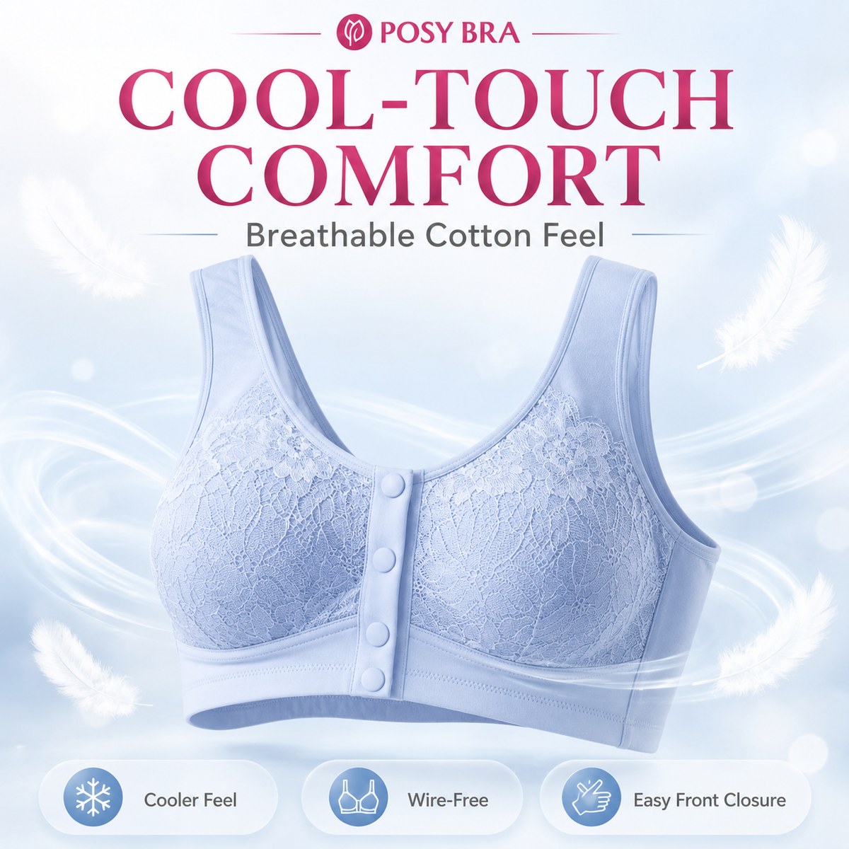 Posy Bra -Front Closure Breathable Cotton Lifting Bra for Seniors