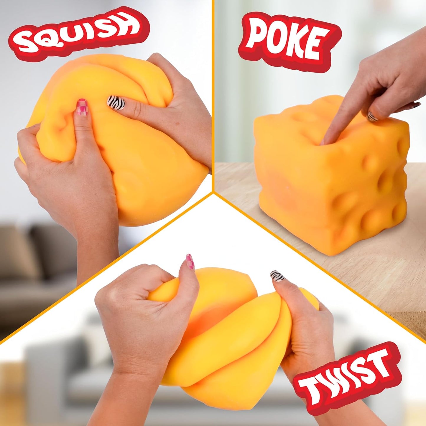 Extra Large Moldable Cheese Squishy Toy - Fun & Calming Sensory Play for Kids and Adults
