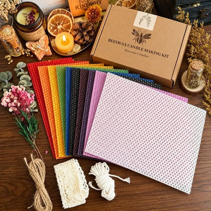🐝Handmade Beeswax Candle Making Kit for Adults - Gift-Ready DIY Beginner Set