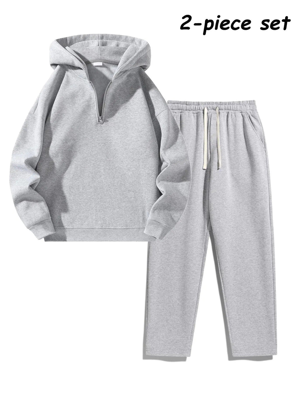Men's Plain Two-piece Casual Sporty Sweatsuit Set