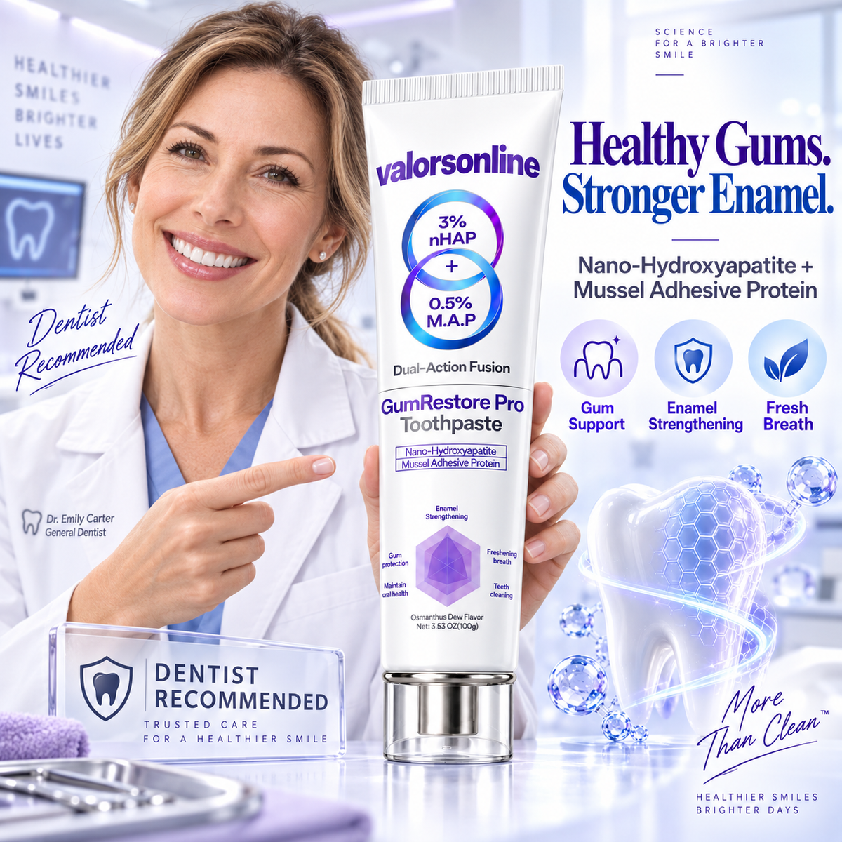 Mussel Adhesive Protein Toothpaste | Nano-Hydroxyapatite