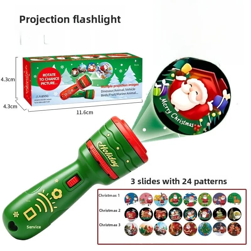 🎃👻Kids Halloween Christmas Projection Flashlight Toy – Create Magical Bedtime Stories With 24 Festive Light Slides
