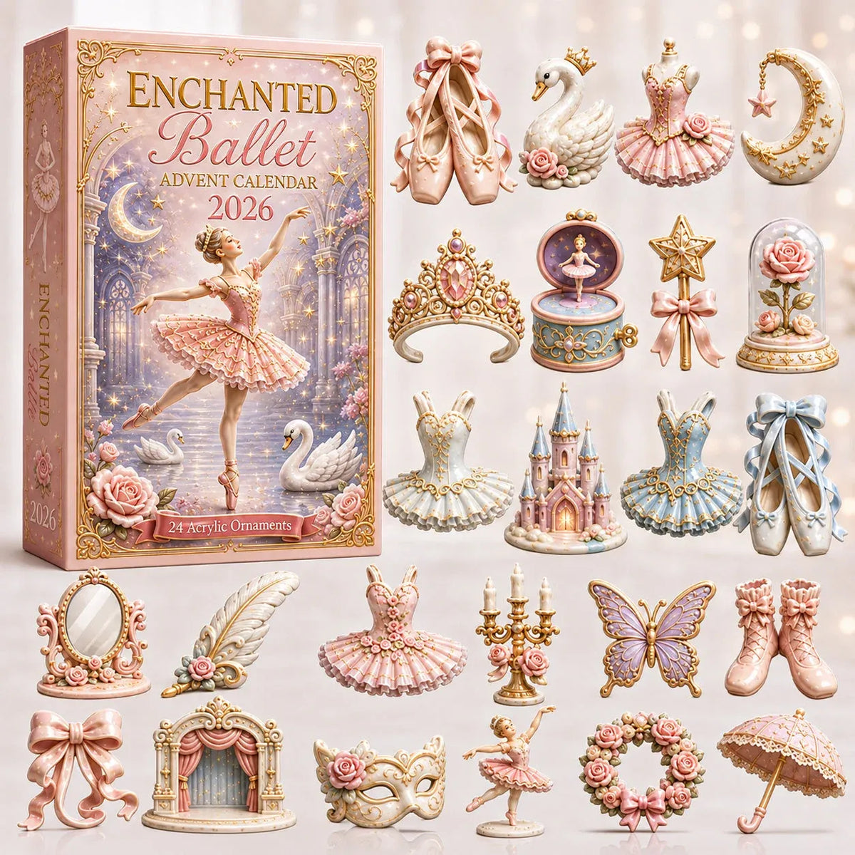 Enchanted Ballet Advent Calendar 2026 - 24-Day Festive Countdown, Acrylic Charms Blind Box - Gift For Ballet Lovers AC0HT335