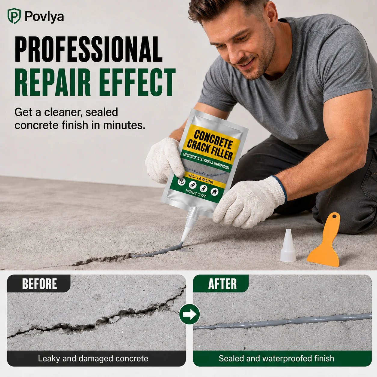 🏠 Waterproof Concrete Crack Filler for Indoor & Outdoor Use