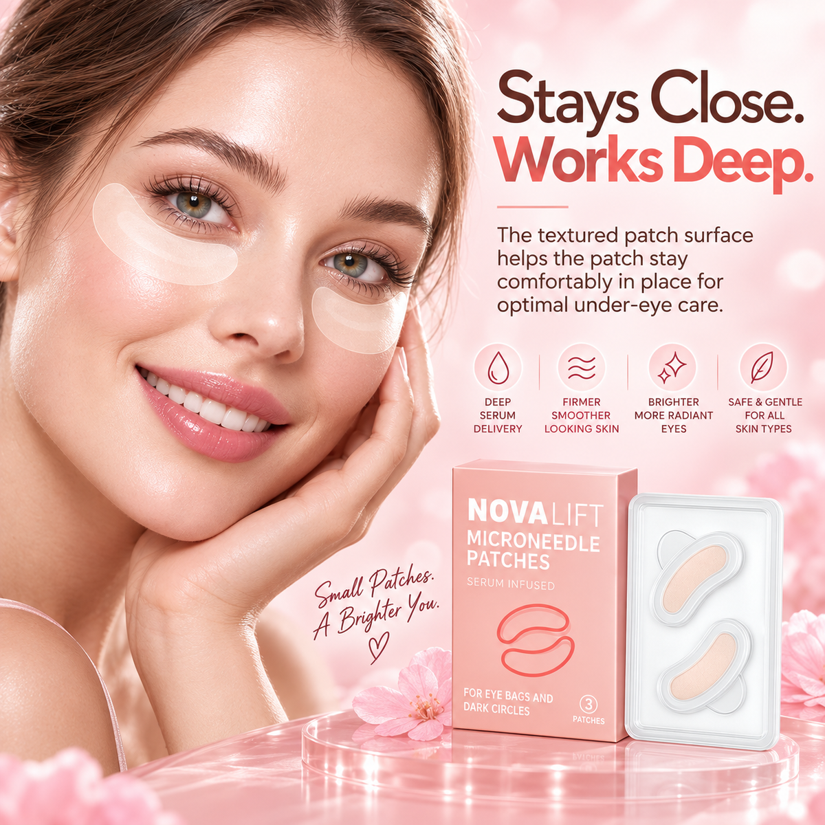 Micro Needle Eye Patches for Dark Circles & Wrinkles | Hyaluronic Acid Under Eye Treatment