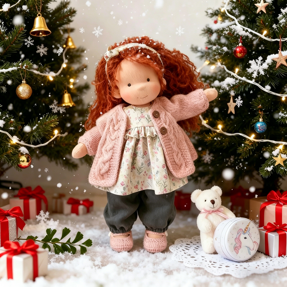 🔥 Handcrafted Waldorf Style Rag Doll, Cute Soft Fabric Doll, Perfect Gift for Girls