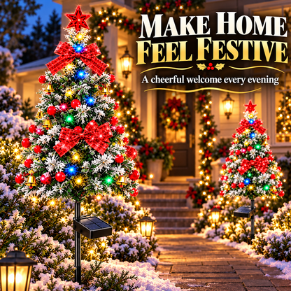 Solar Snowy Cedar Christmas Tree Lights for Outdoor Holiday Decor