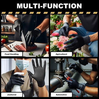 Industrial Black Nitrile Diamond Texture Grip Gloves