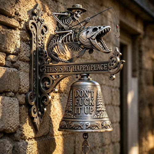 🏍️ Skull Rider Bell – “This Is My Happy Place” Wall Bell