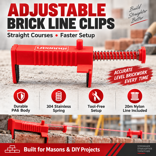 🧱 Brick Line Clips – Adjustable PA6, durable & easy setup