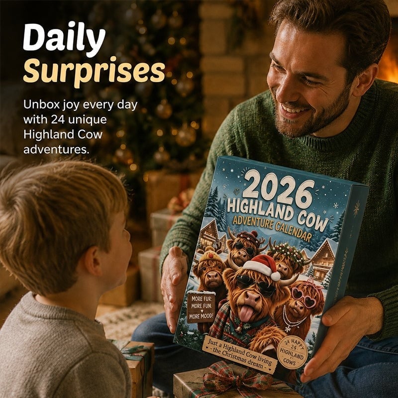 🐂🎄 2026 Highland Cow 24‐Day Christmas Advent Calendar Collectible 3D Figurines