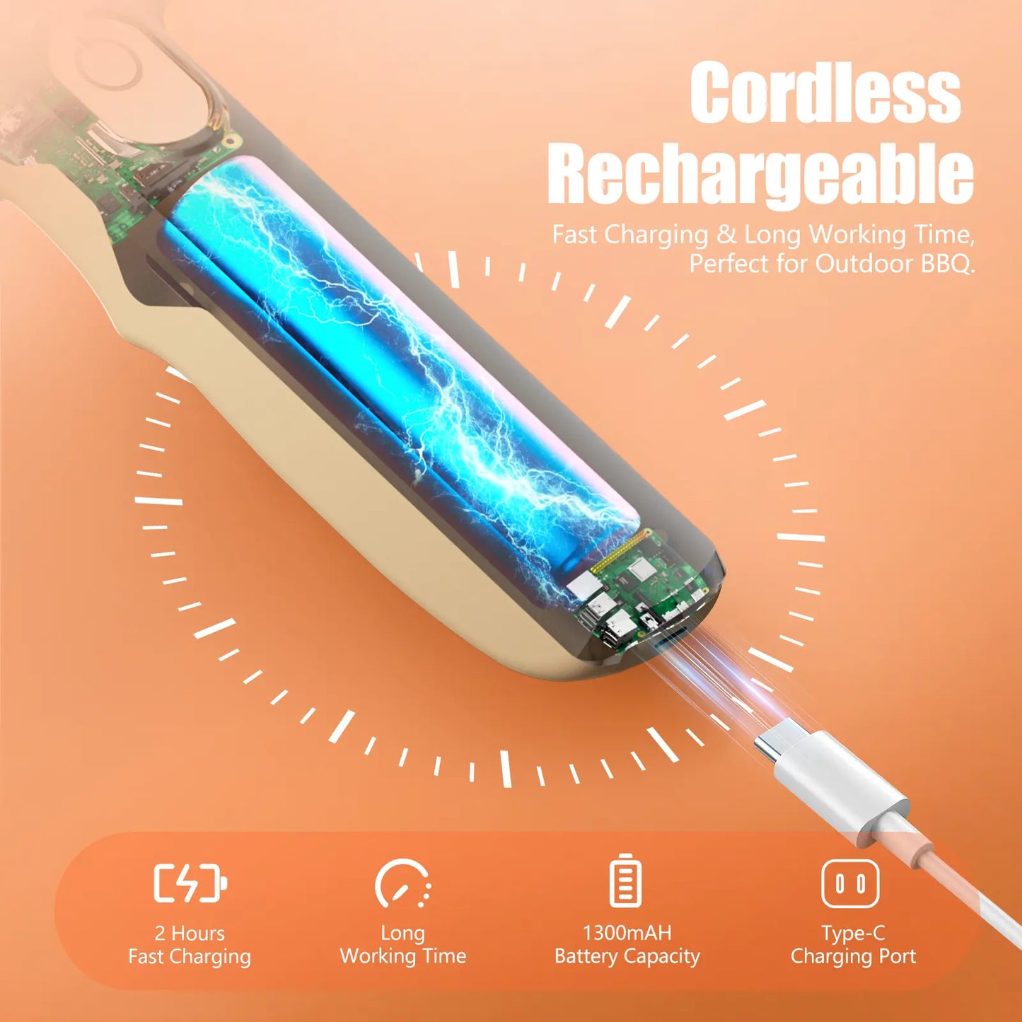 Cordless Electric Grill Brush - 700 RPM Stainless Steel