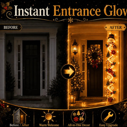 ⏳ – 🎄MerryCascade™ Glowing Christmas Door Hanger | 6 Festive Lighted Designs with Warm Glow, Dimensional Details & Space-Saving Vertical Décor ✨