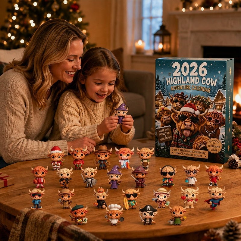 🐂🎄 2026 Highland Cow 24‐Day Christmas Advent Calendar Collectible 3D Figurines