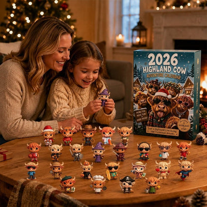 🐂🎄 2026 Highland Cow 24‐Day Christmas Advent Calendar Collectible 3D Figurines