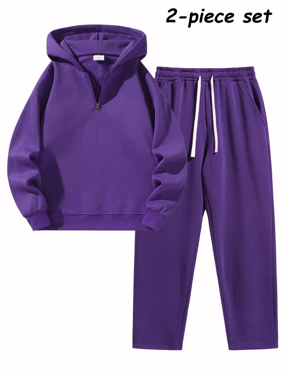 Men's Plain Two-piece Casual Sporty Sweatsuit Set