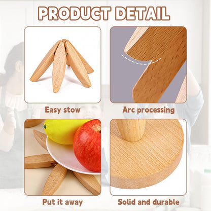 Natural Tree Trivet Set - 4 Wooden Trivets & 1 Stand Like a Christmas Tree