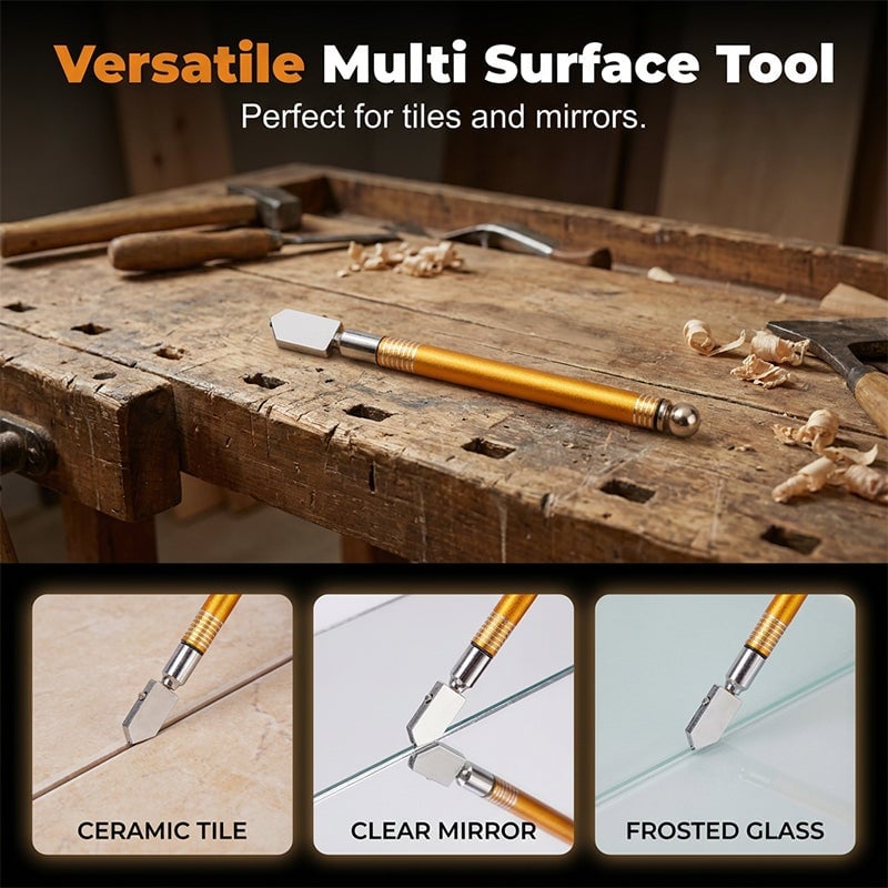 💥70% OFF Factory Clearance–Professional Diamond Glass Cutter with Alloy Handle Roller Wheel