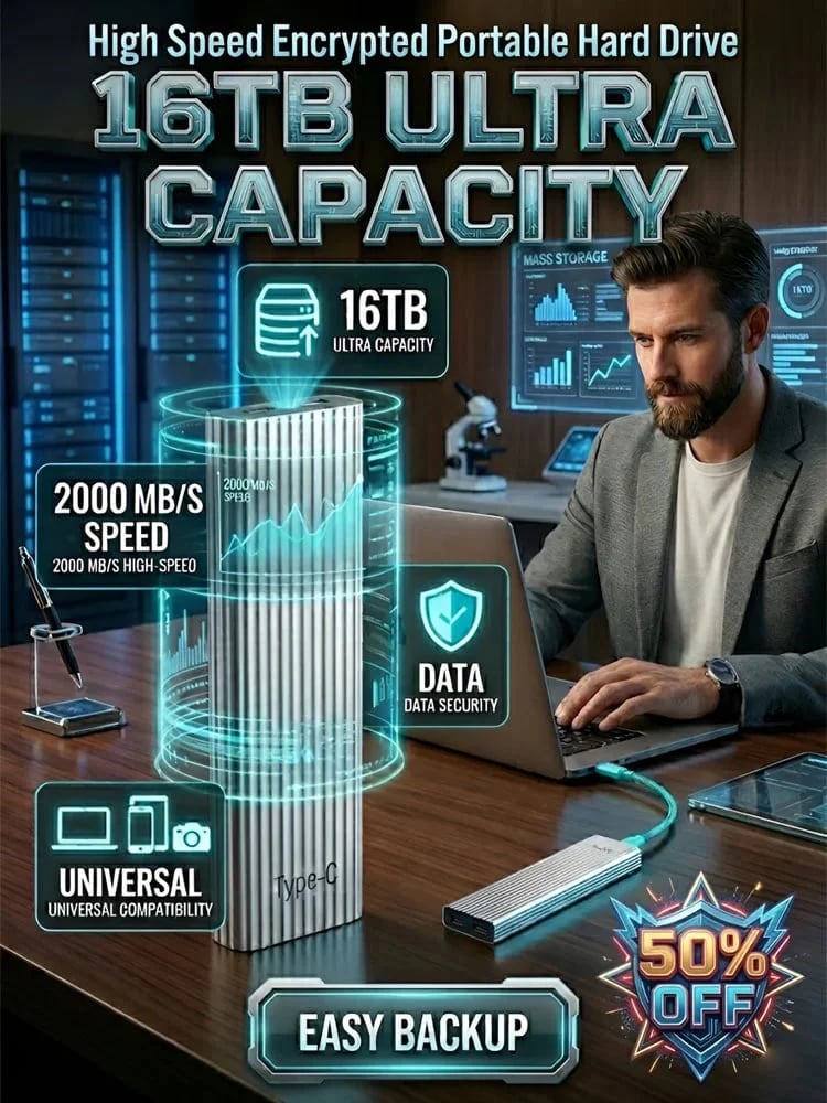 ⚡ 50K+ SOLD! Almost Gone🔥 Large-Capacity Type-C Portable Mini SSD