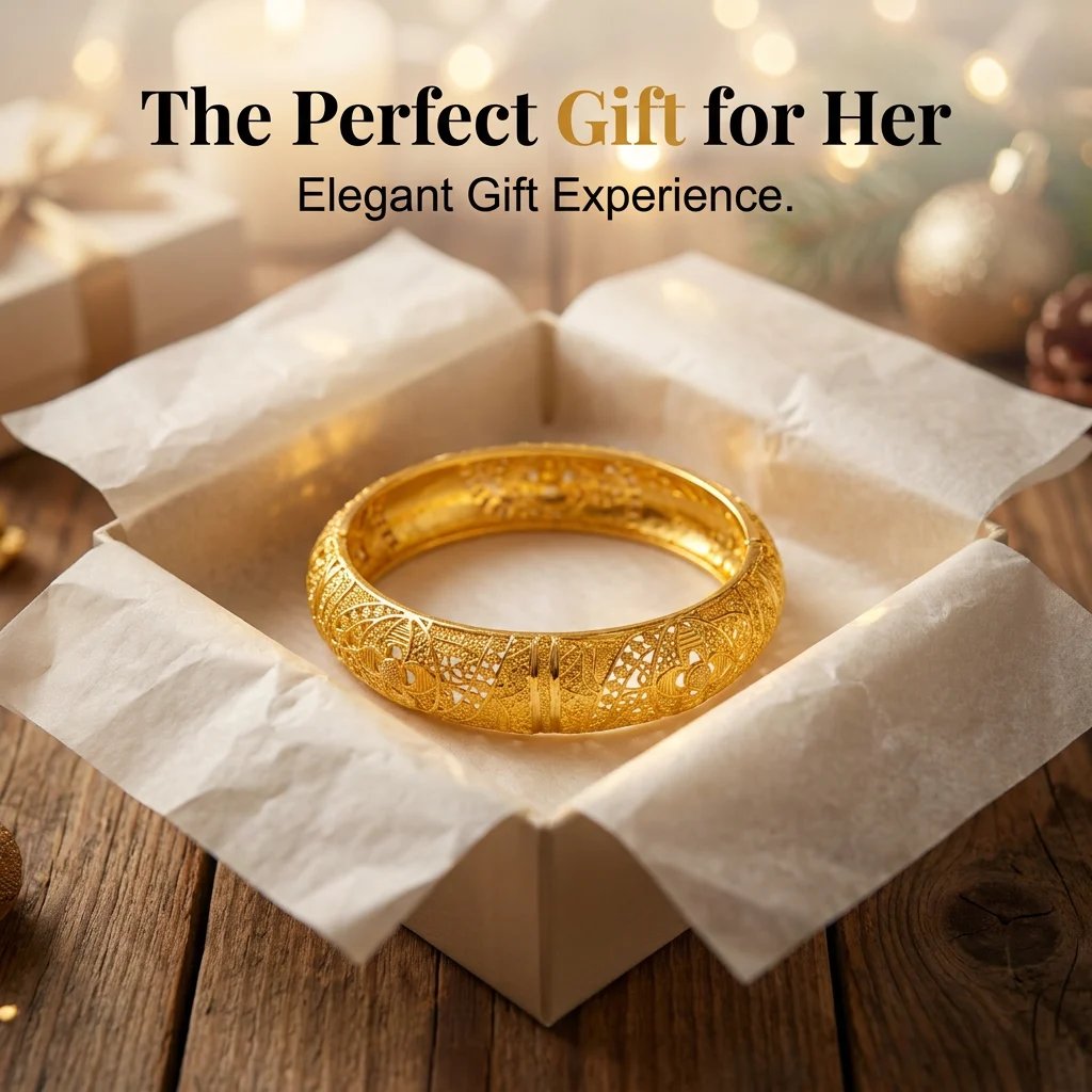 ✨18K Gold Bangle Bracelet for Women – Elegant Everyday Jewelry