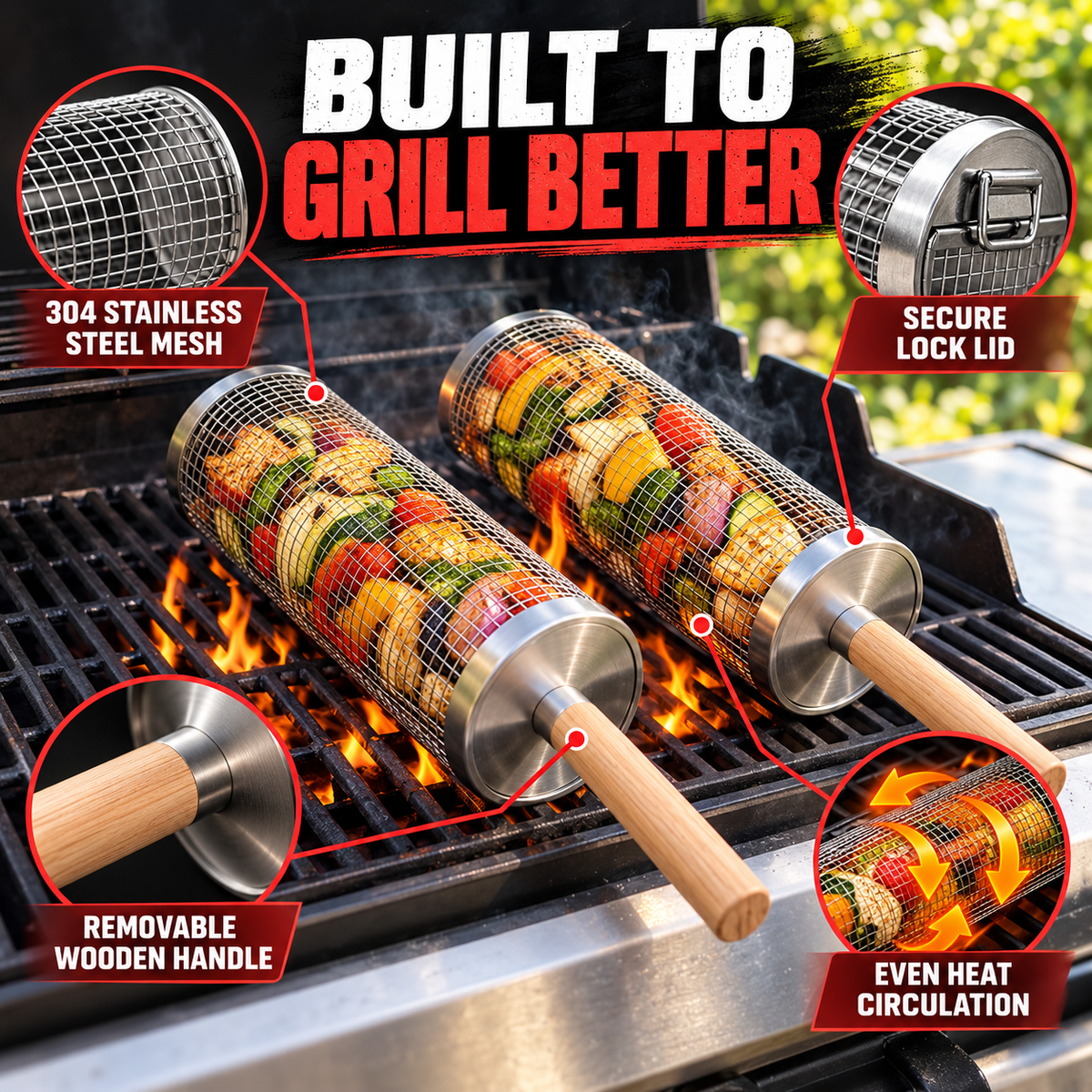 Rolling Grill Basket
