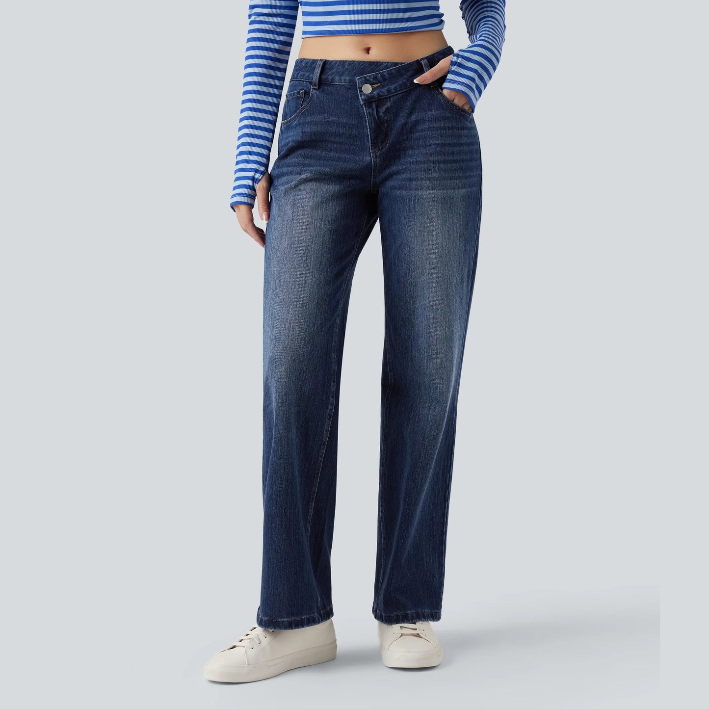 Halara Flex Low-Rise Straight-Leg Casual Jeans, 94% Cotton