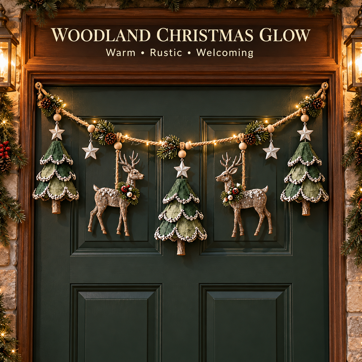 Lighted Woodland Christmas Garland