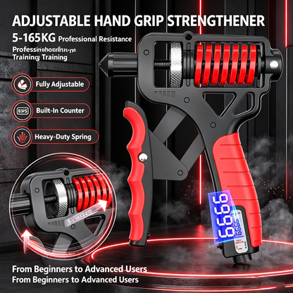 Adjustable Grip Strengthener with Digital Counter-5-165KG Heavy Resistance Hand & Forearm Trainer