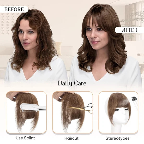Natural Looking Clip-In Bangs – Blends Seamlessly with Your Own Hair. No One Will Guess✨