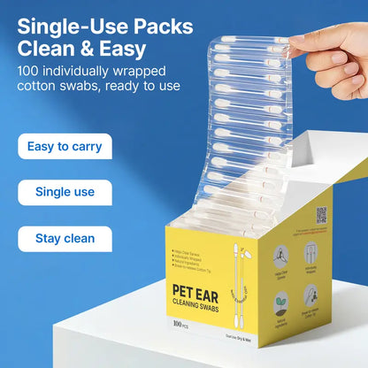 ✨Pet Ear Cleaning Swabs – 100 Pack, Gentle & Alcohol-Free for Dogs & Cats