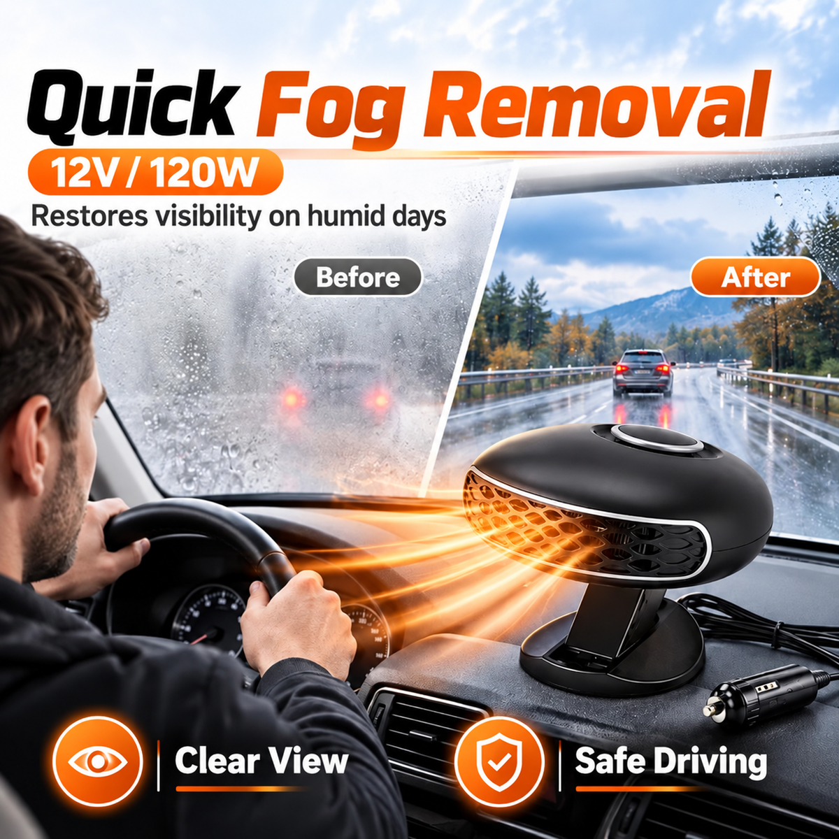 ✨Portable Car Heater Defroster with 360-Degree Rotating Base