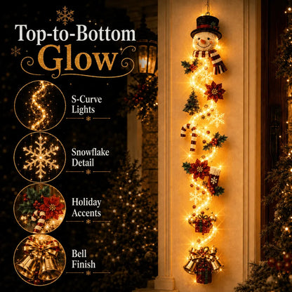 ⏳ – 🎄MerryCascade™ Glowing Christmas Door Hanger | 6 Festive Lighted Designs with Warm Glow, Dimensional Details & Space-Saving Vertical Décor ✨