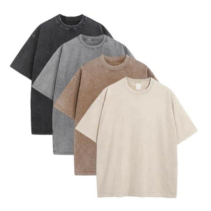 4 Pack Oversized Tshirts for Men Gym Vintage Heavyweight T Shirts Cotton Workout Acid Wash Baggy Tees