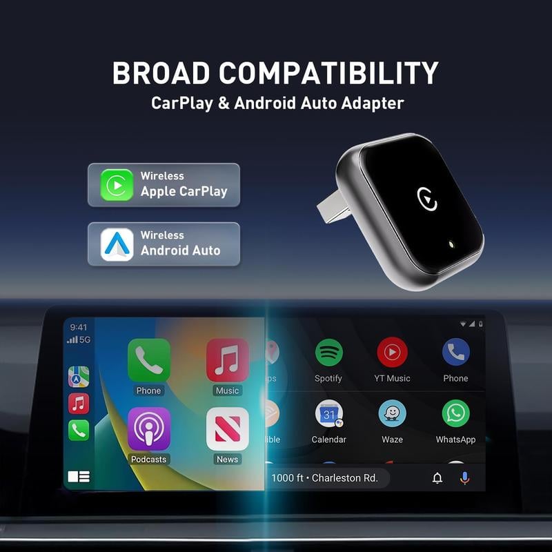 2026 latest model 2 in 1 Wireless CarPlay Adapter, for Both Apple and Android