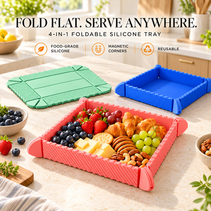 Magnetic Foldable Silicone Snack Tray – 4-in-1 Multi-Purpose Mat