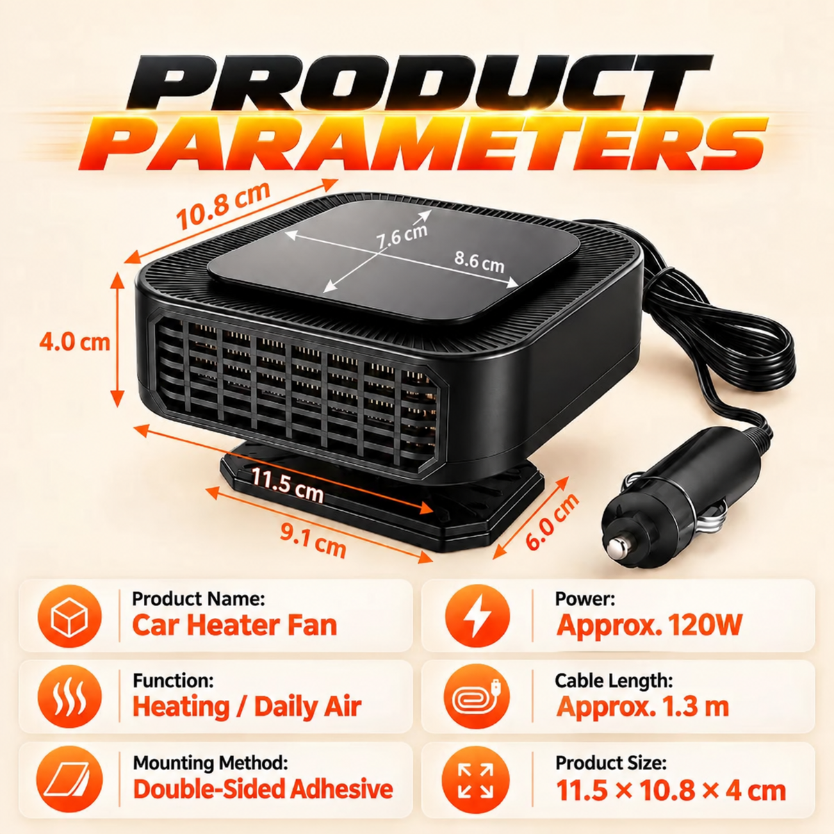 ✨Portable Car Heater Defroster with 360-Degree Rotating Base