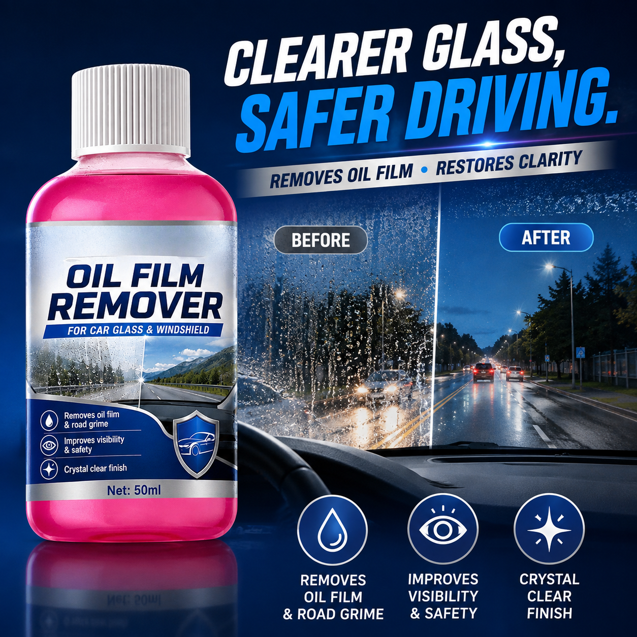 Car Glass Oil Film Remover Windshield Cleaner