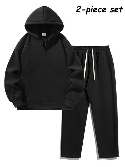 Men's Plain Two-piece Casual Sporty Sweatsuit Set