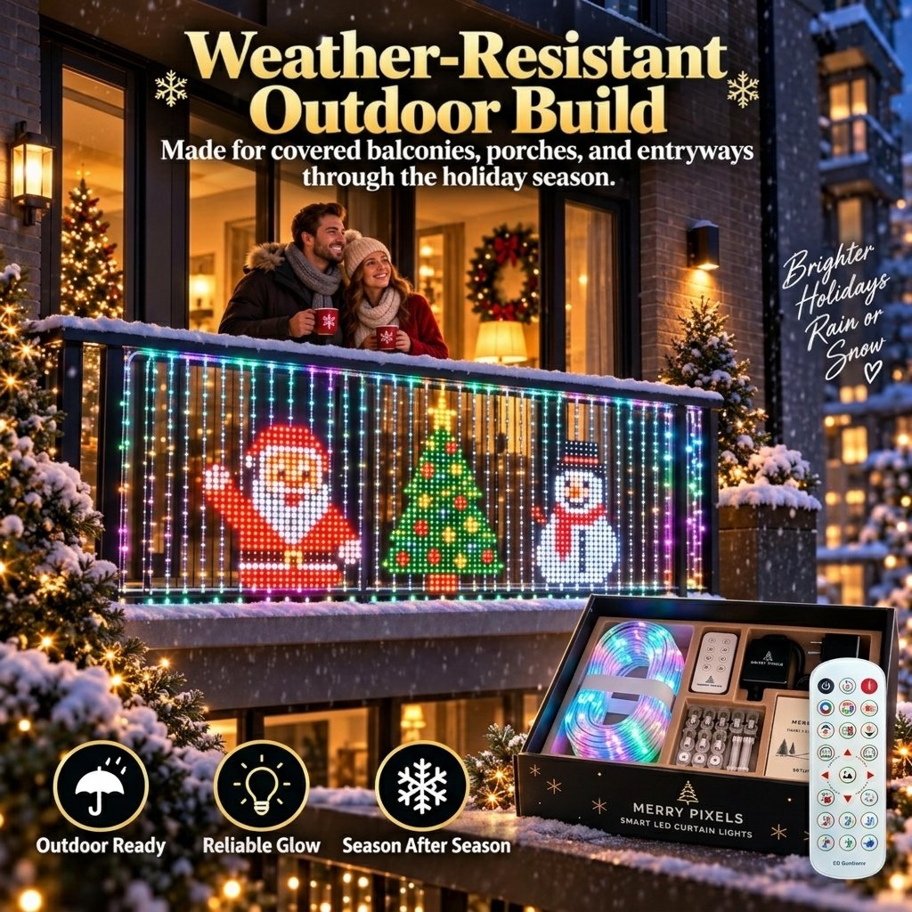 Animated Christmas LED Light Curtain | Custom App Designs & Remote Control